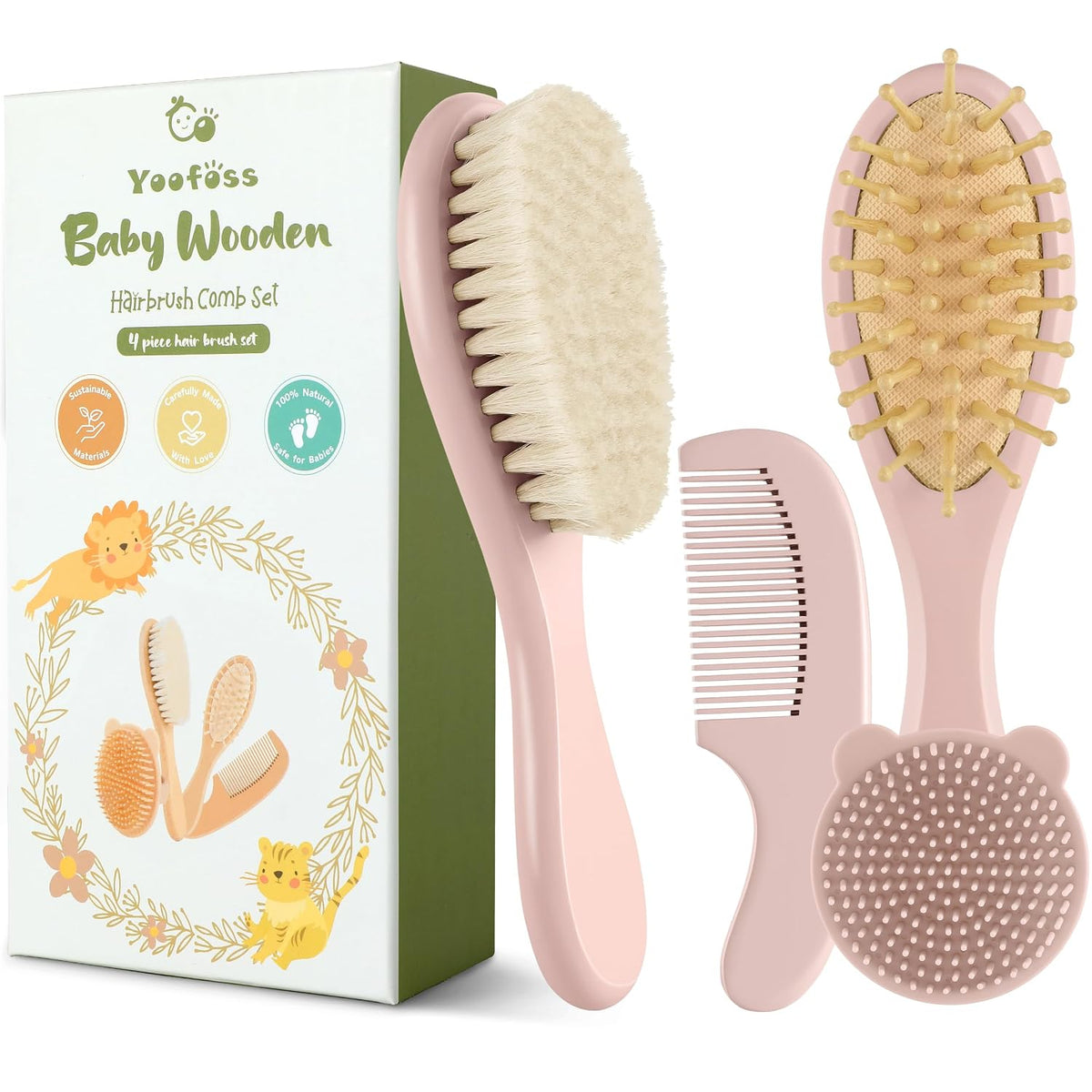 Wooden baby brush and comb set, view 9