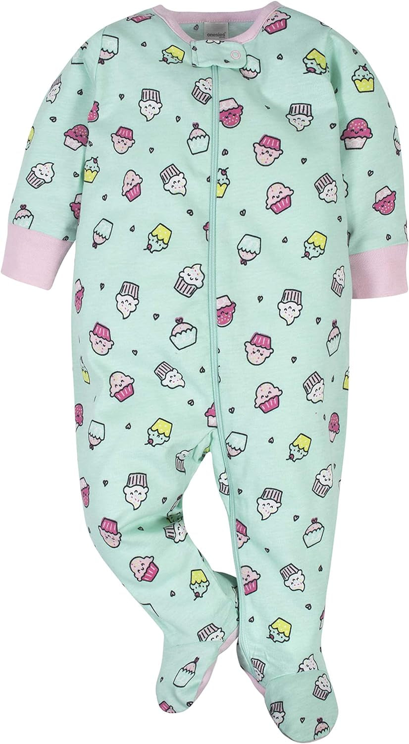 Baby Girls' 4-Pack Assorted Print Sleep and Play Footies