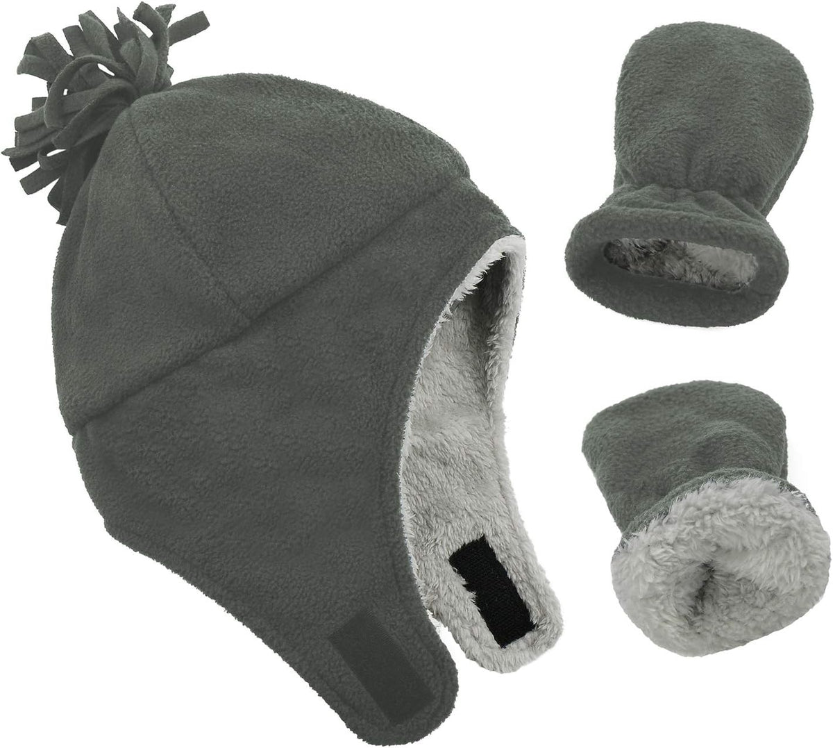Sherpa-lined winter hat and mittens set, view 10
