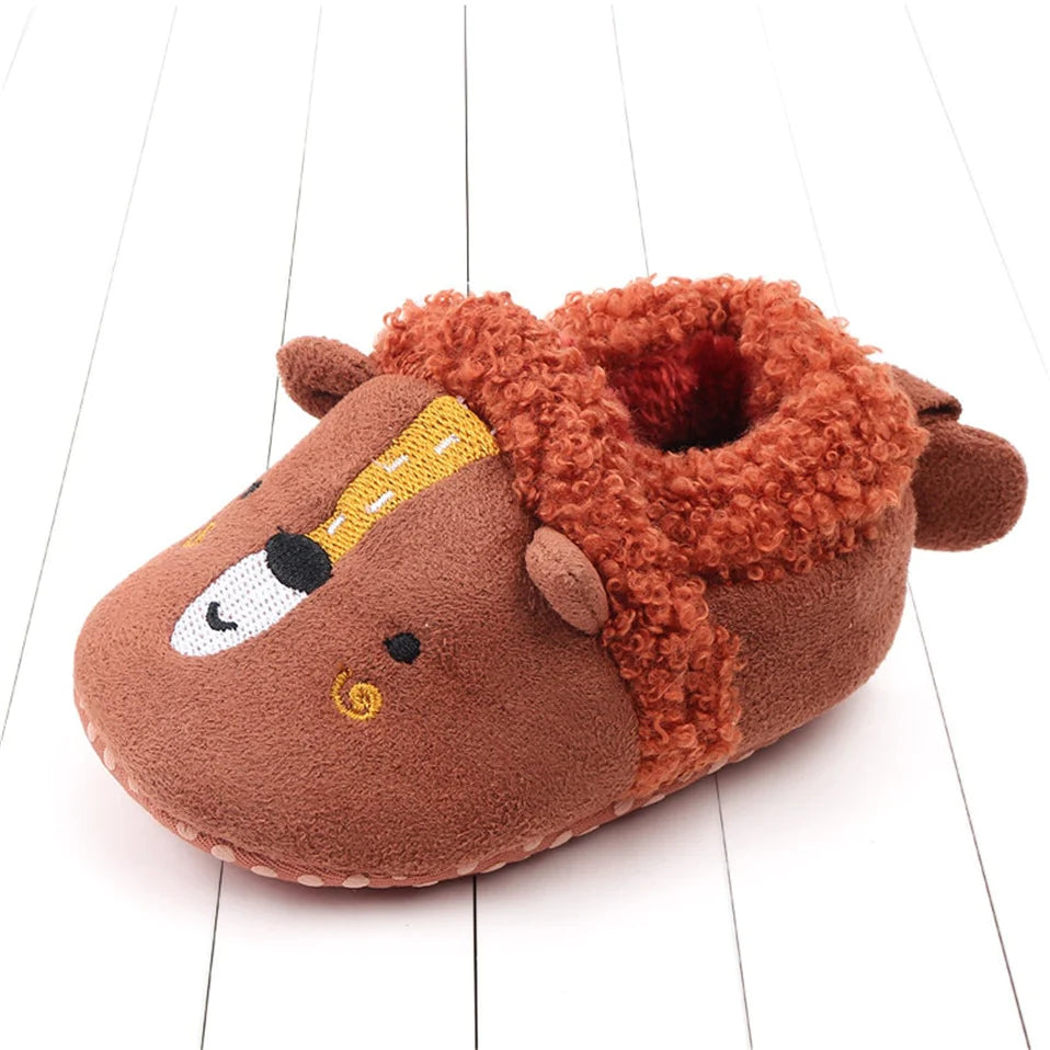 Adorable Anti-Slip Infant Knit Slippers for Boys and Girls - Cute Cartoon Prewalker Crib Shoes