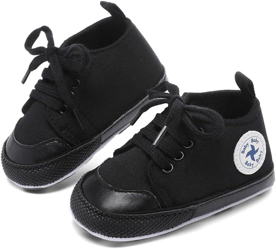 Adorable Unisex High Top Canvas Sneakers for Newborns - Soft Anti-Slip Sole First Walkers in Denim