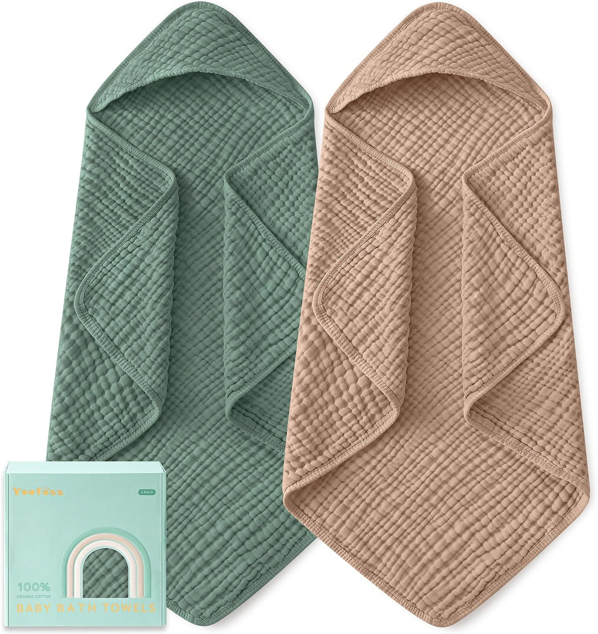 Muslin hooded baby towels, 2-pack, view 20