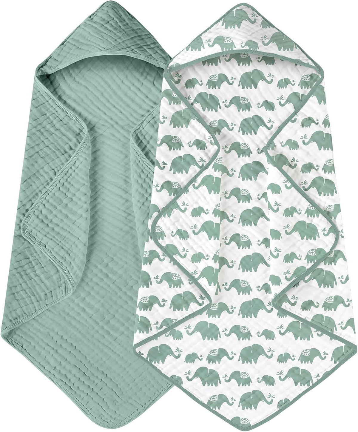 Muslin hooded baby towels, 2-pack, view 16