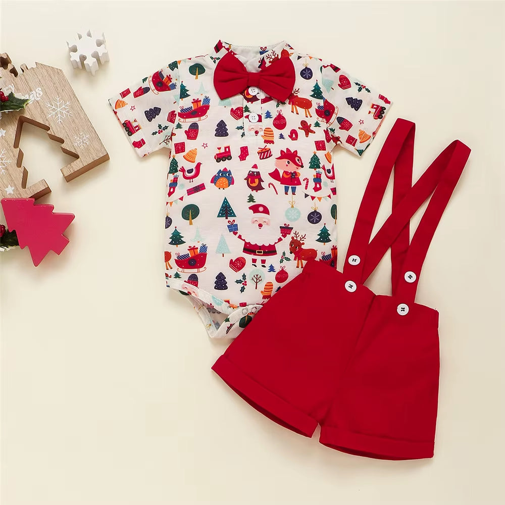My First Christmas fox and deer romper set for baby boys