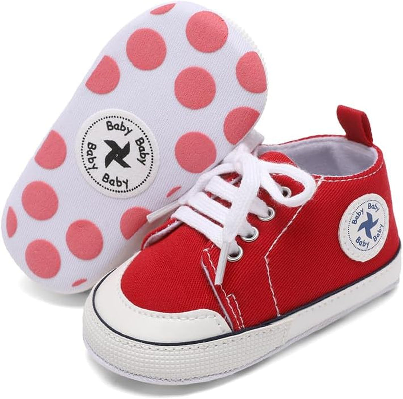 Adorable Unisex High Top Canvas Sneakers for Newborns - Soft Anti-Slip Sole First Walkers in Denim