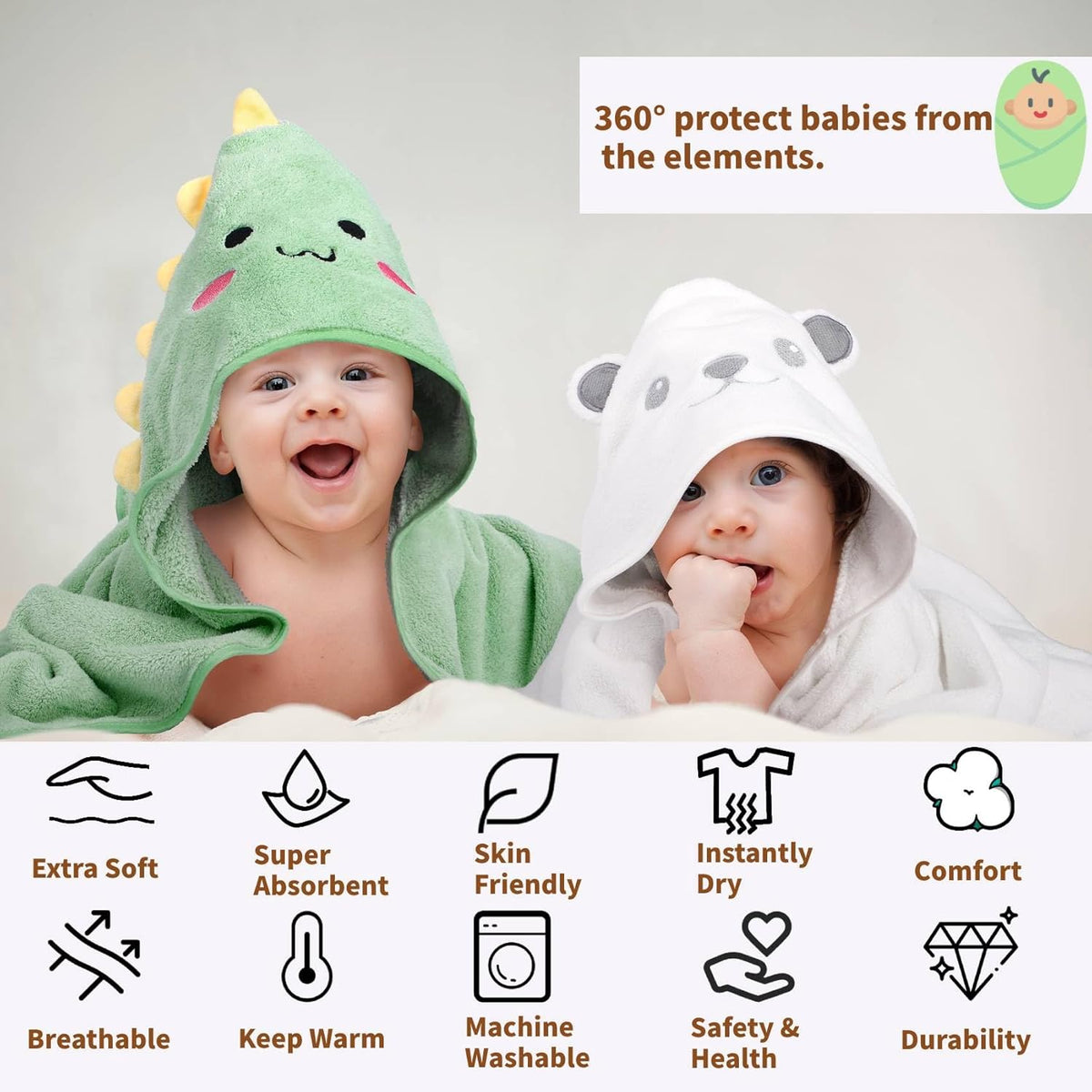 12-piece baby bath towel set, view 3