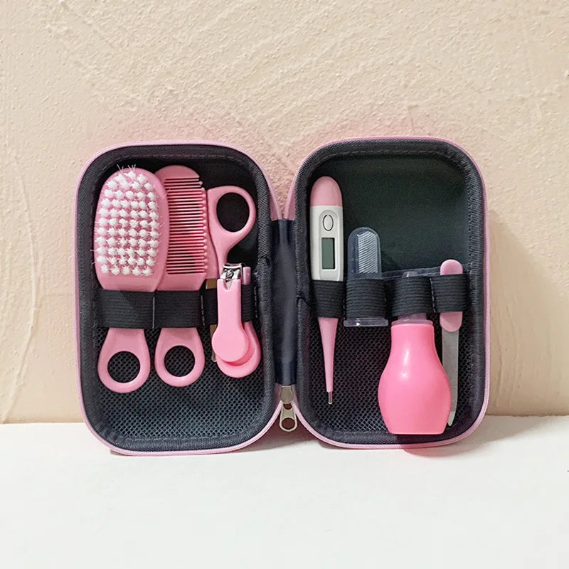 Essential 8-Piece Newborn Health Care and Grooming Kit: Complete Nail, Hair, Thermometer, and Brush Set for Safe Baby Care