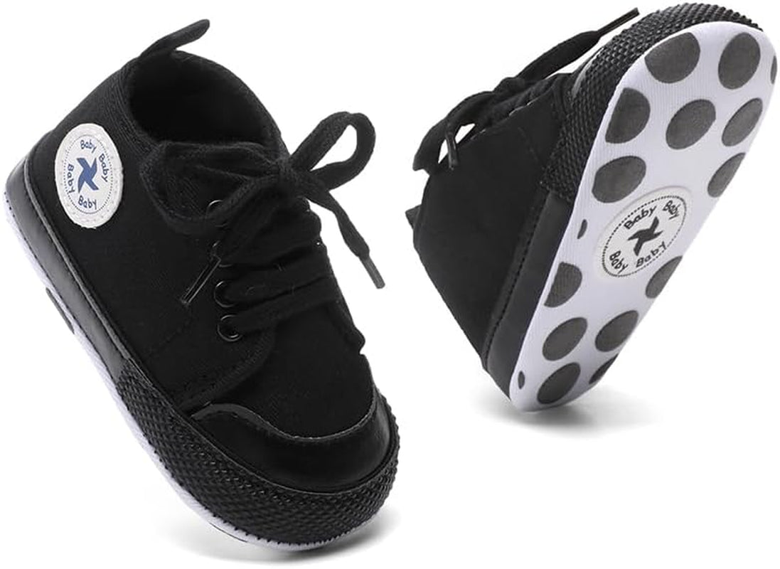 Adorable Unisex High Top Canvas Sneakers for Newborns - Soft Anti-Slip Sole First Walkers in Denim