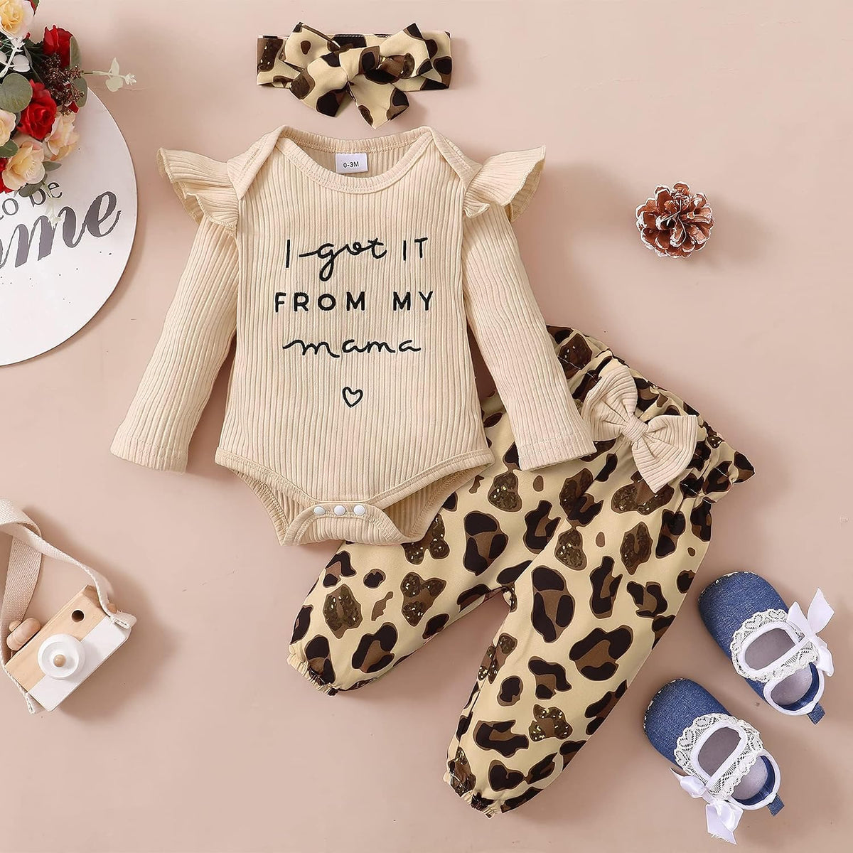 Adorable Newborn Baby Girl 3-Piece Floral Outfit Set for Cozy Fall and Winter Days