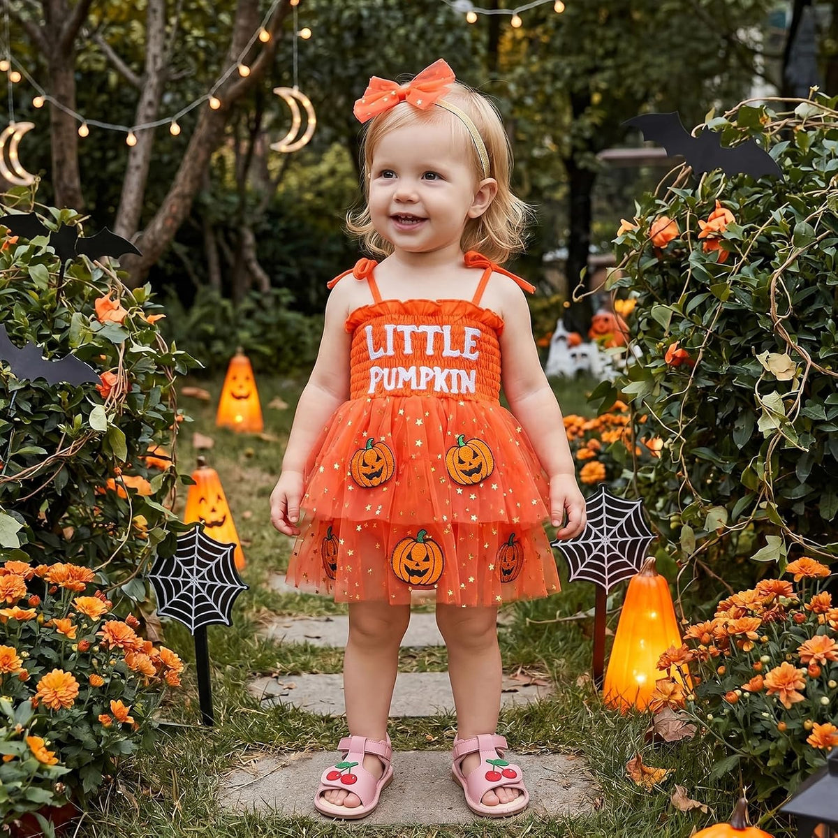 Halloween Baby Girl Outfit Infant Pumpkin Tutu Tulle Romper Dress