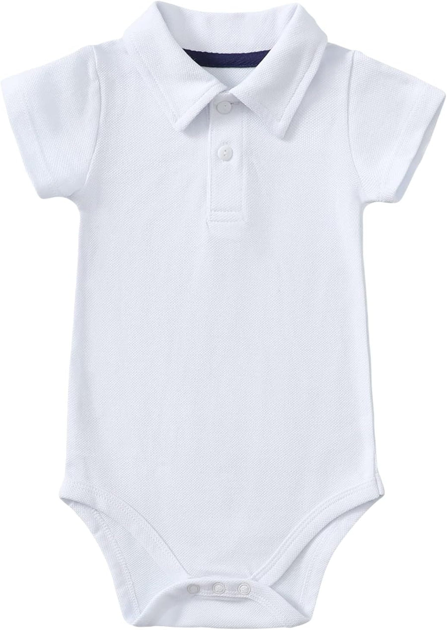 Baby Boy Polo Bodysuit, Cotton Pique One-Piece, 0-24M