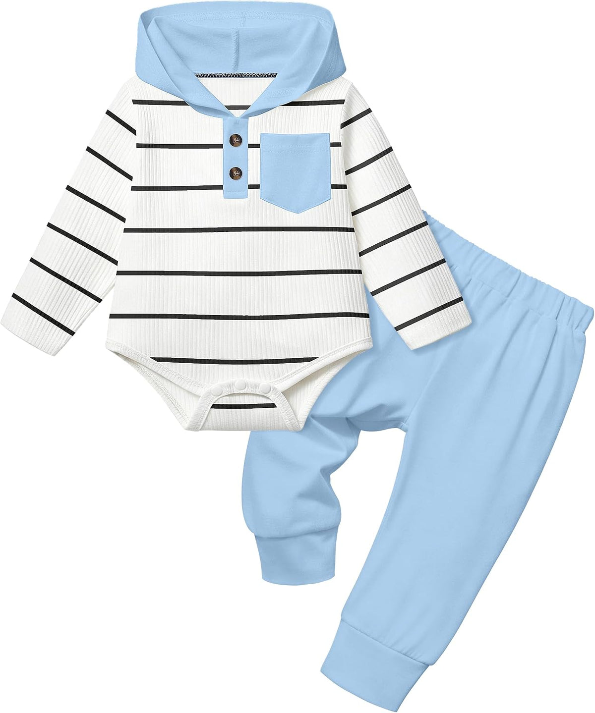 Adorable Newborn Baby Boy Plaid Hoodie & Pants Set - Cozy 2PCS Fall/Winter Outfit