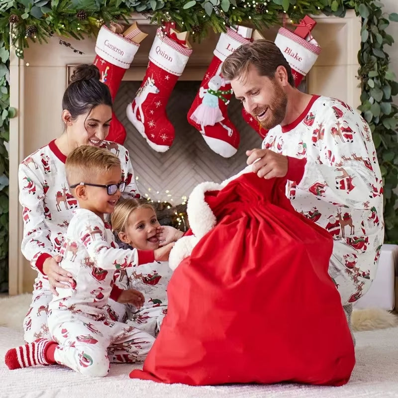 Xmas Family Look Pyjamas Santa Claus Print Christmas Pajamas Set Parent-Child Matching Clothing Cute Soft Homewear Baby Romper
