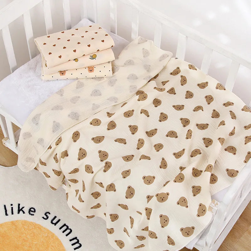 Adorable Cotton Muslin Baby Swaddle Blanket - Soft, Breathable, and Perfect for Newborns!