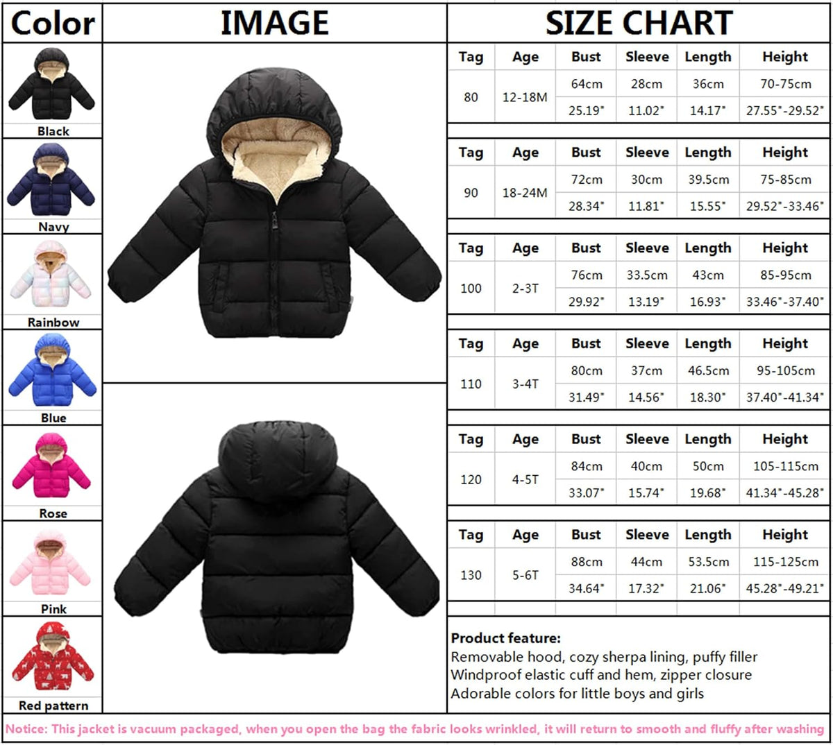 Hooded puffer winter coat, view 6