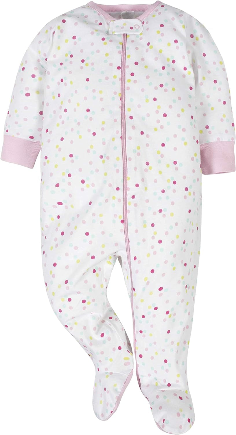 Baby Girls' 4-Pack Assorted Print Sleep and Play Footies
