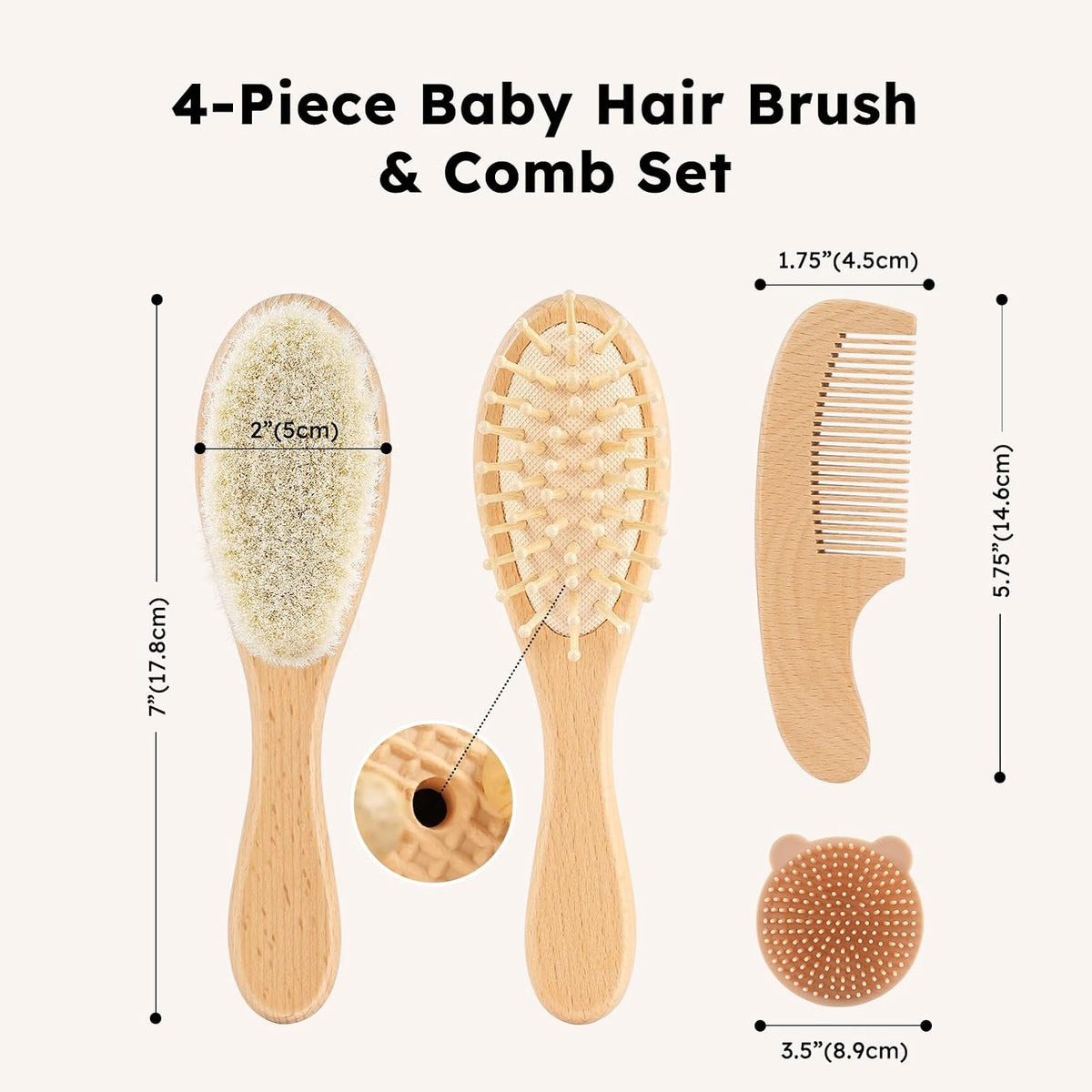 Wooden baby brush and comb set, view 7