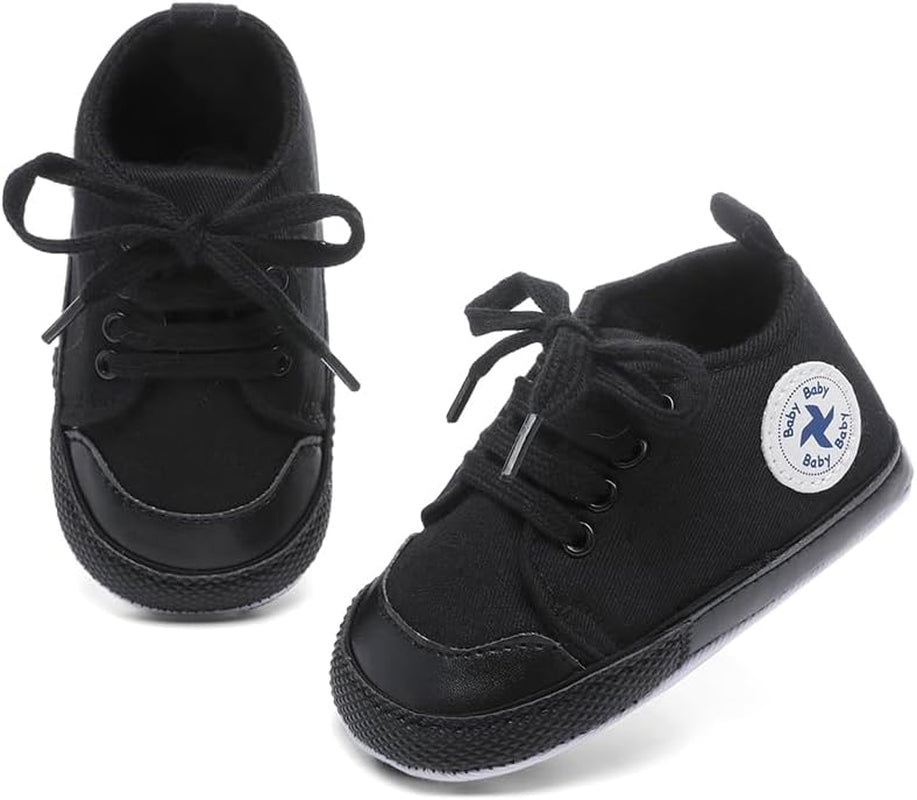 Adorable Unisex High Top Canvas Sneakers for Newborns - Soft Anti-Slip Sole First Walkers in Denim