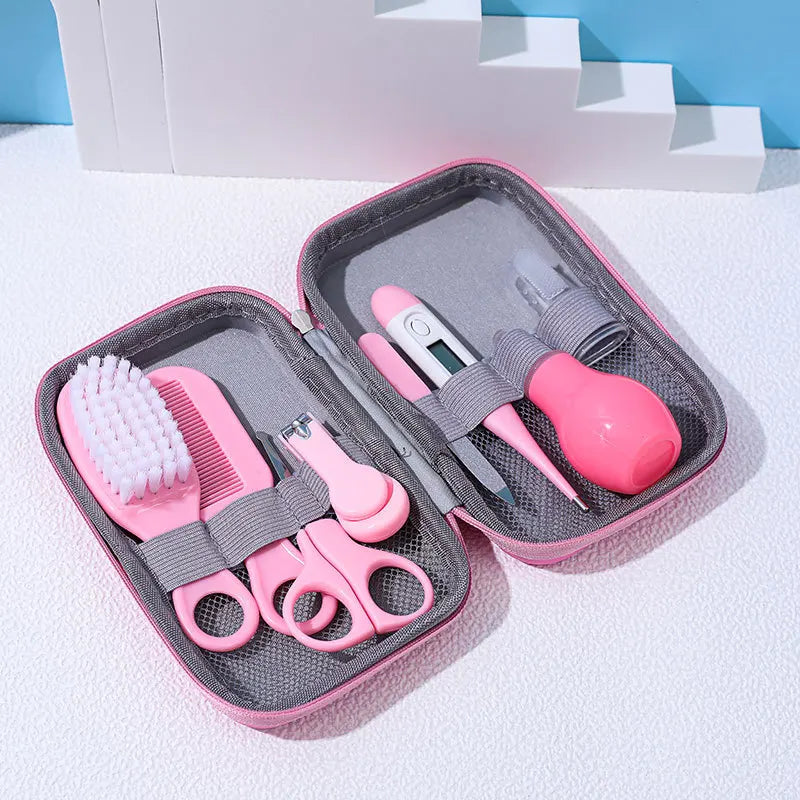 Essential 8-Piece Newborn Health Care and Grooming Kit: Complete Nail, Hair, Thermometer, and Brush Set for Safe Baby Care