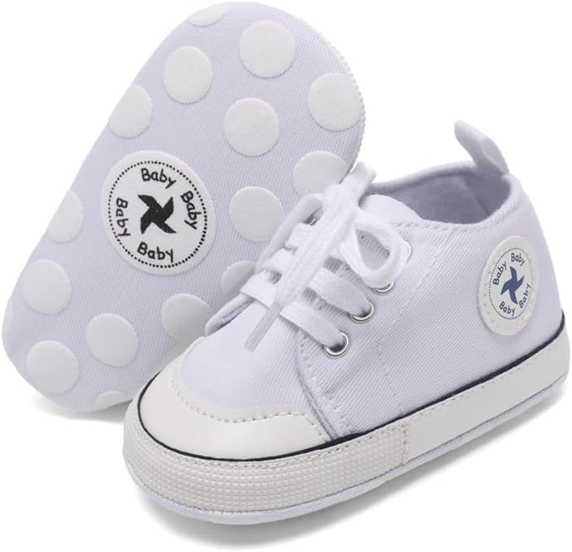 Adorable Unisex High Top Canvas Sneakers for Newborns - Soft Anti-Slip Sole First Walkers in Denim