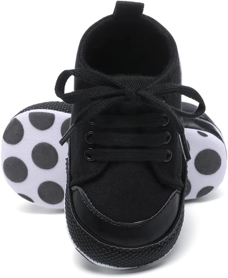 Adorable Unisex High Top Canvas Sneakers for Newborns - Soft Anti-Slip Sole First Walkers in Denim