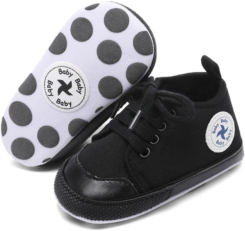 Adorable Unisex High Top Canvas Sneakers for Newborns - Soft Anti-Slip Sole First Walkers in Denim