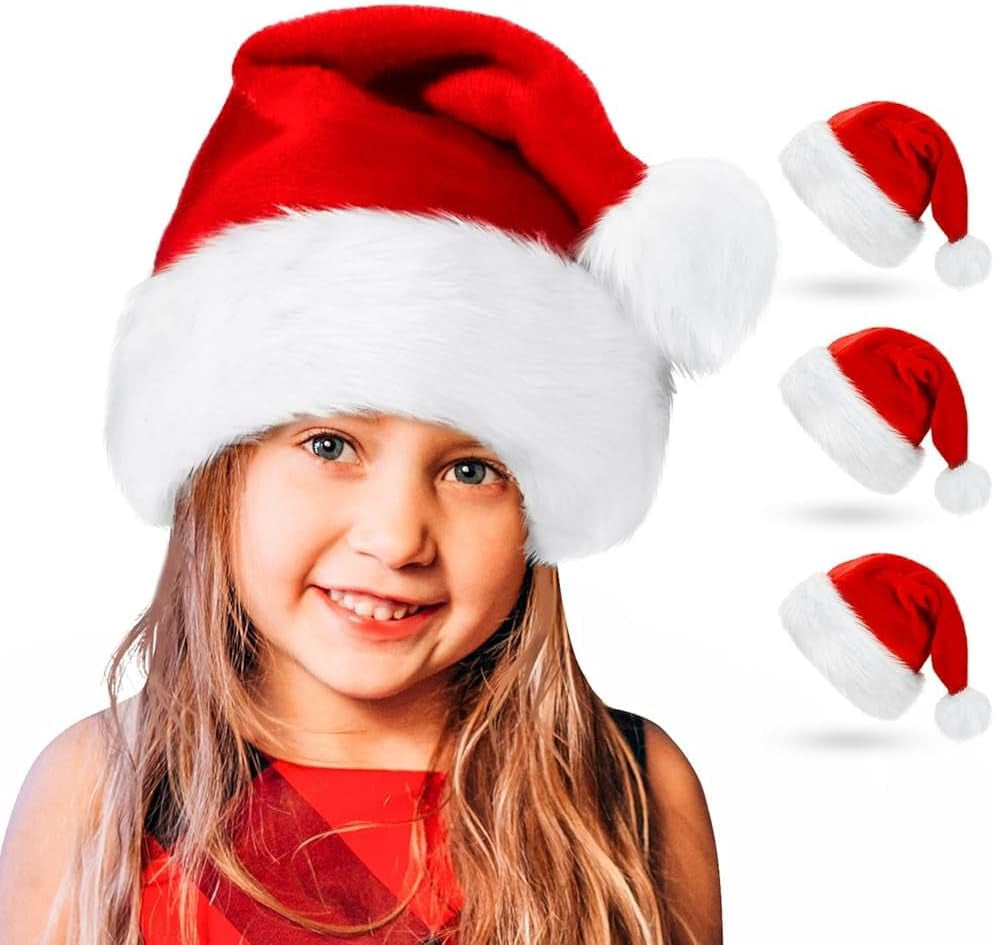 Unisex Extra Thick Santa Hat for Kids - Comfortable Christmas Holiday Hat for Festive Celebrations
