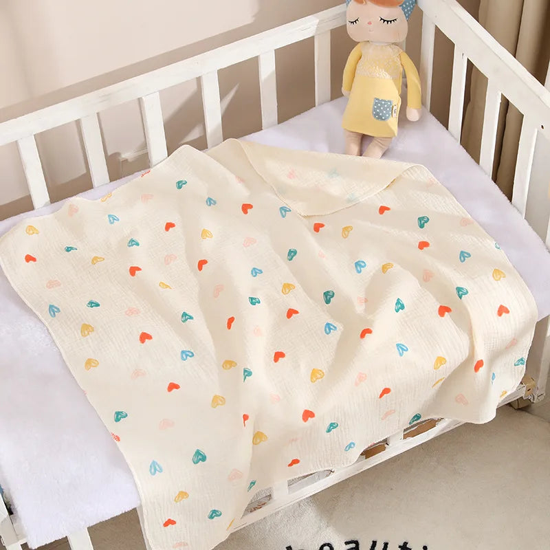 Adorable Cotton Muslin Baby Swaddle Blanket - Soft, Breathable, and Perfect for Newborns!