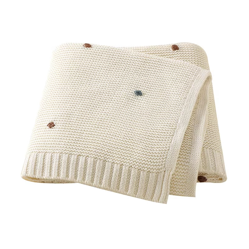 Luxuriously Soft Cotton Muslin Newborn Blanket - 90x70cm Knitted Swaddle Wrap for Infants & Toddlers
