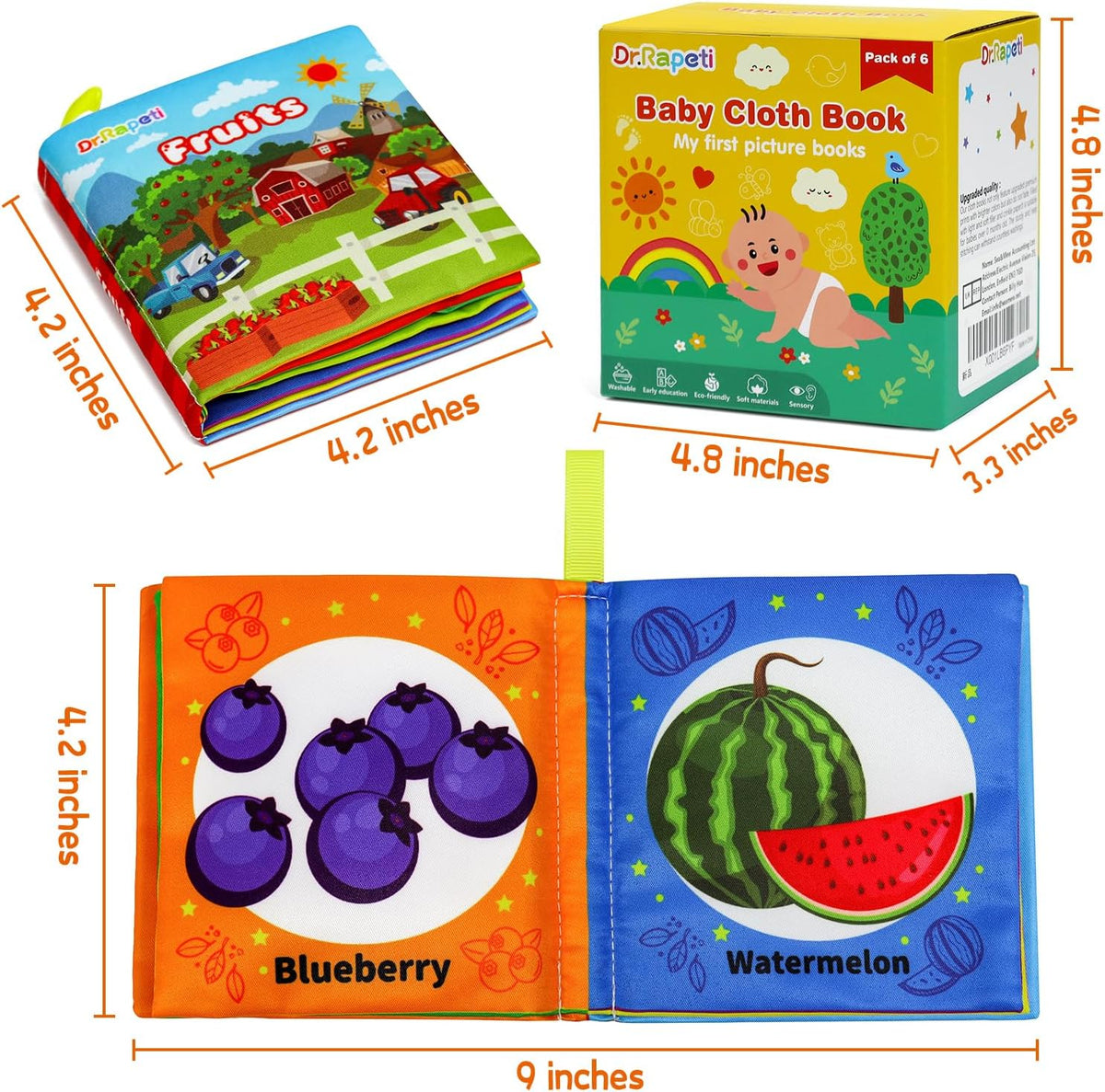 Soft cloth baby books, 6-pack, view 2