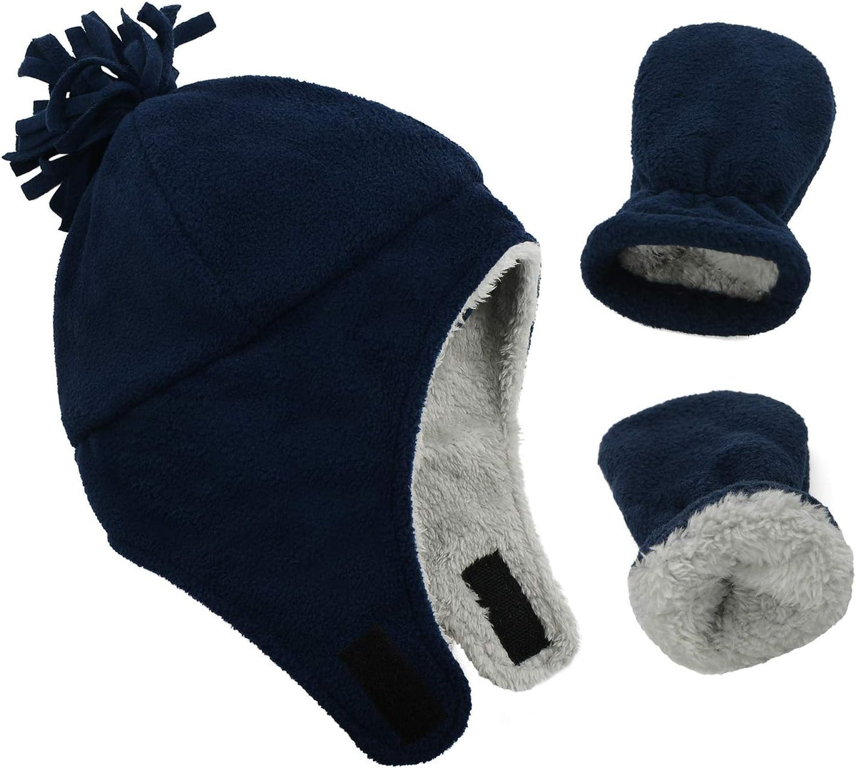 Sherpa-lined winter hat and mittens set, view 9