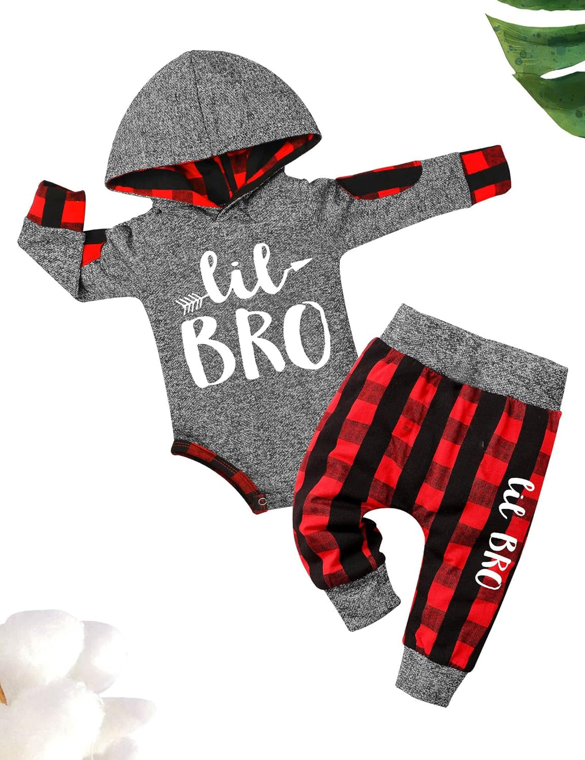Adorable Newborn Baby Boy Plaid Hoodie & Pants Set - Cozy 2PCS Fall/Winter Outfit