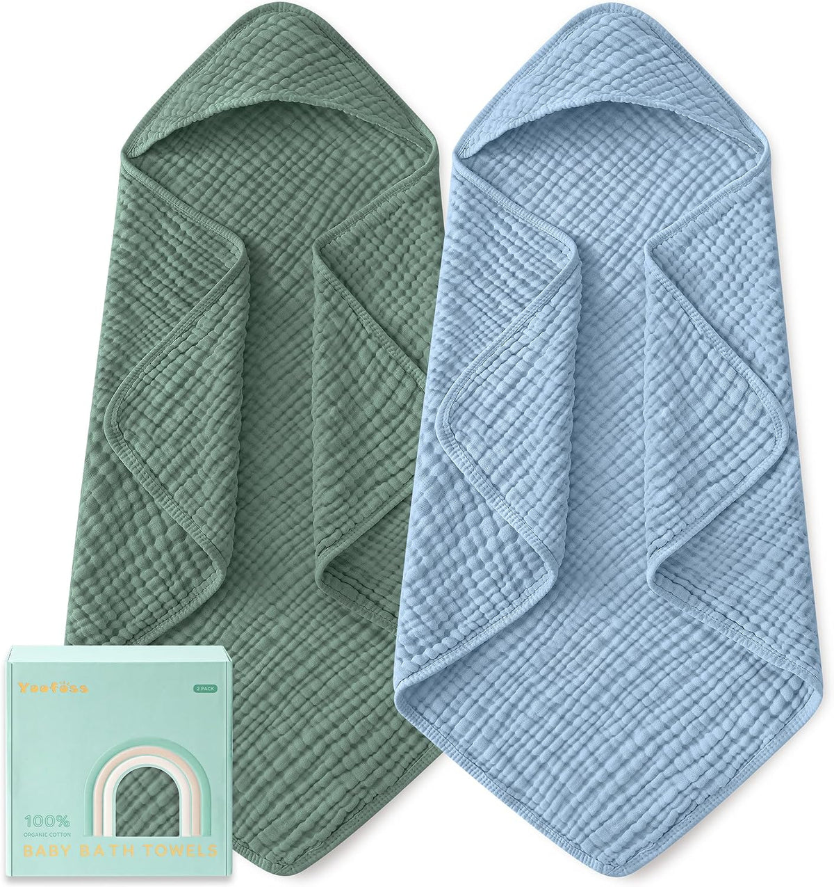 Muslin hooded baby towels, 2-pack, view 29