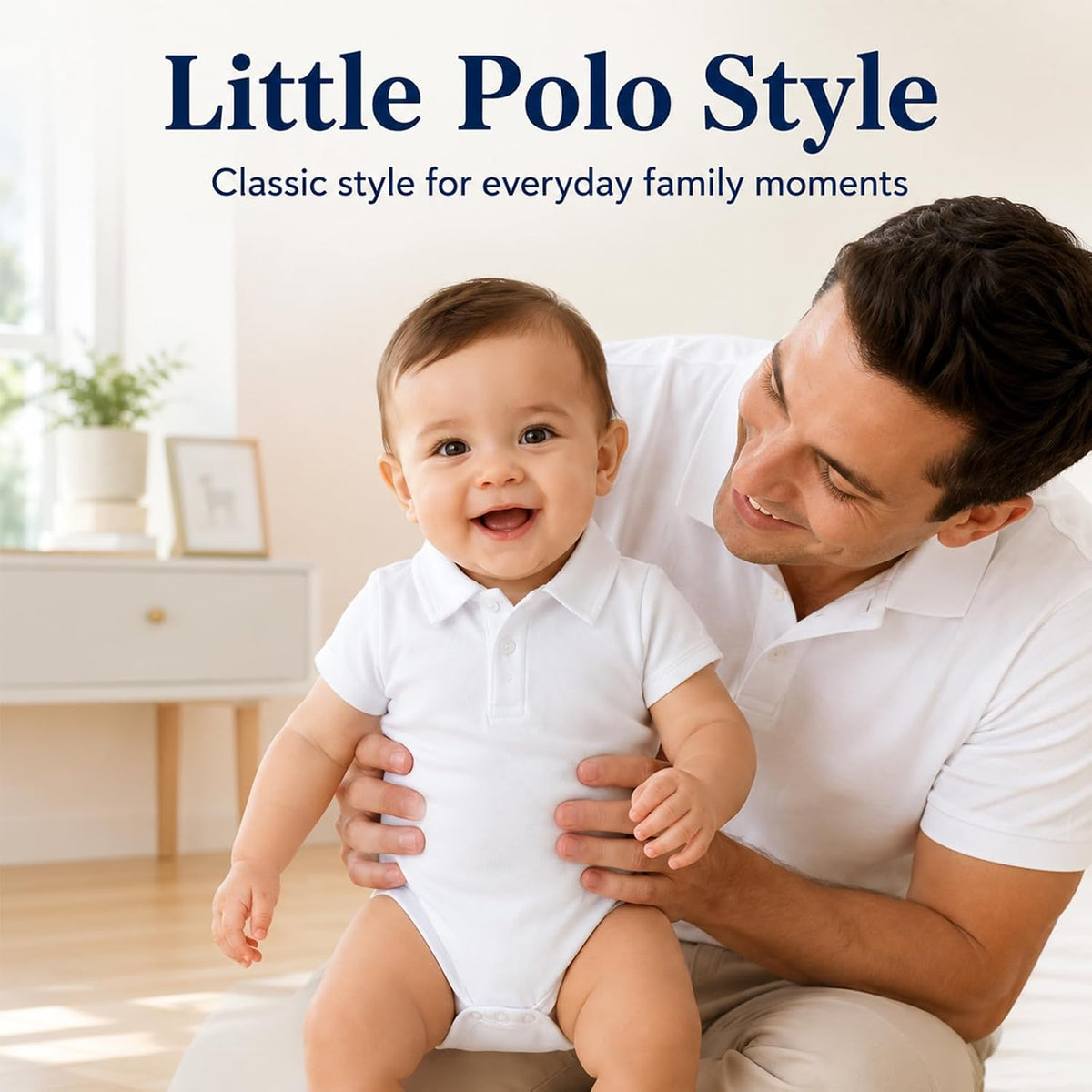 Baby Boy Polo Bodysuit, Cotton Pique One-Piece, 0-24M