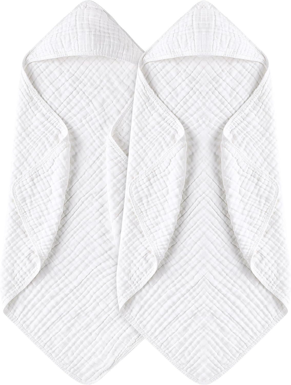 Hooded Baby Bath Towels 2 Pack 100% Muslin Organic Cotton with Hood