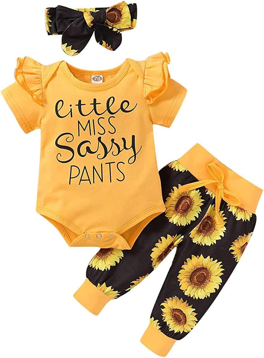 Infant Ruffle Romper and Pants Set for Newborn Girls - Summer Outfit Collection