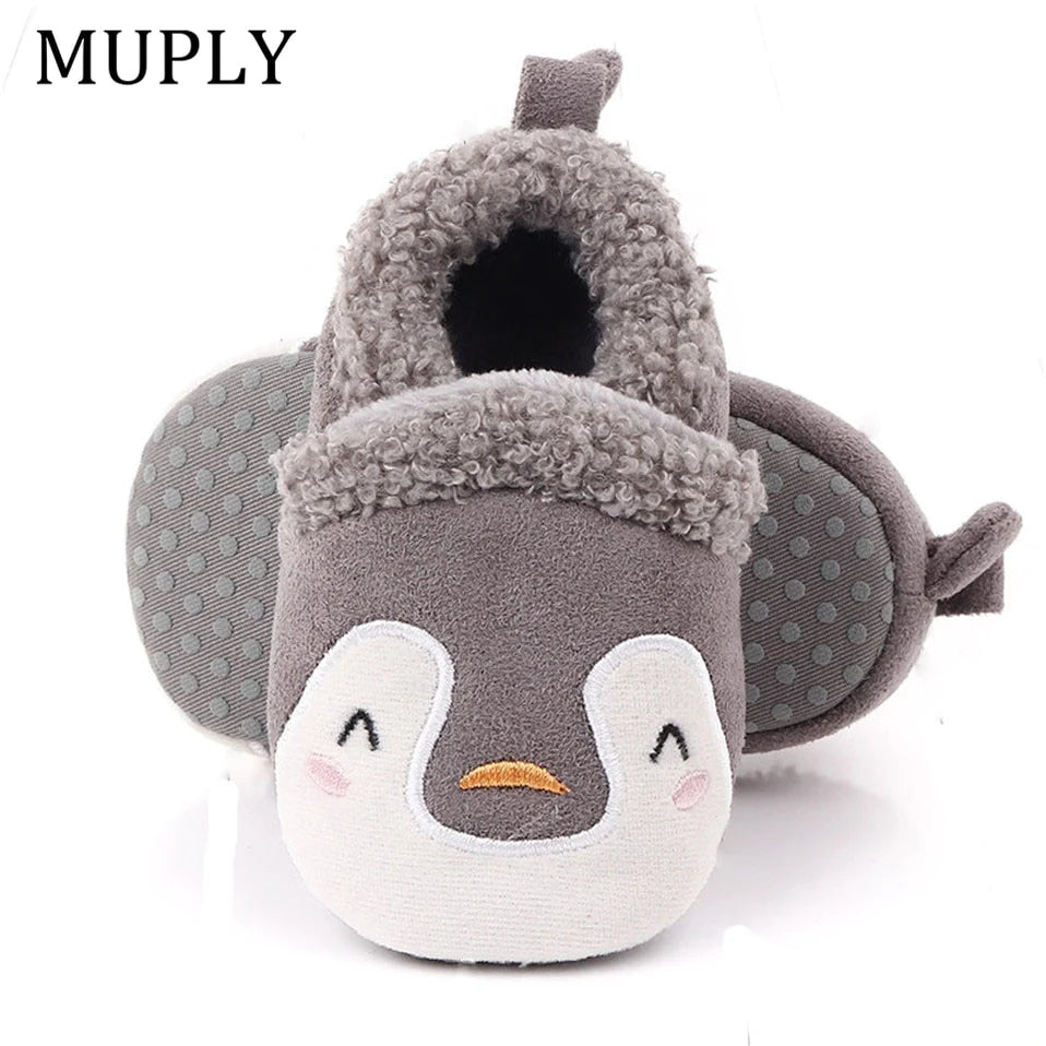 Adorable Anti-Slip Infant Knit Slippers for Boys and Girls - Cute Cartoon Prewalker Crib Shoes