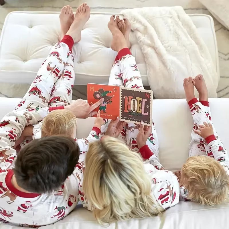 Xmas Family Look Pyjamas Santa Claus Print Christmas Pajamas Set Parent-Child Matching Clothing Cute Soft Homewear Baby Romper
