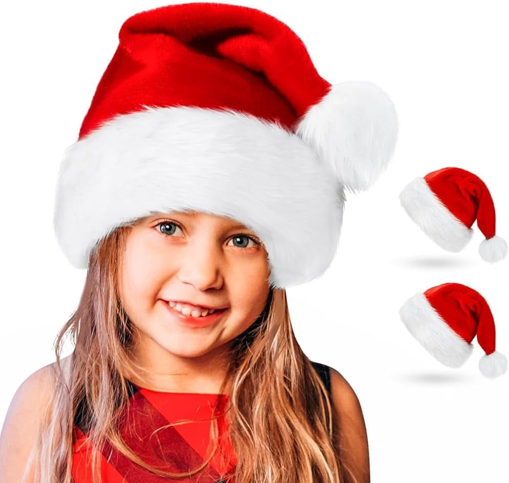 Unisex Extra Thick Santa Hat for Kids - Comfortable Christmas Holiday Hat for Festive Celebrations