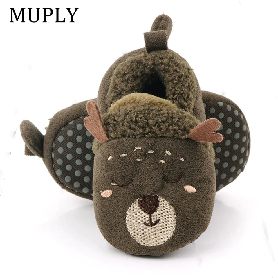 Adorable Anti-Slip Infant Knit Slippers for Boys and Girls - Cute Cartoon Prewalker Crib Shoes